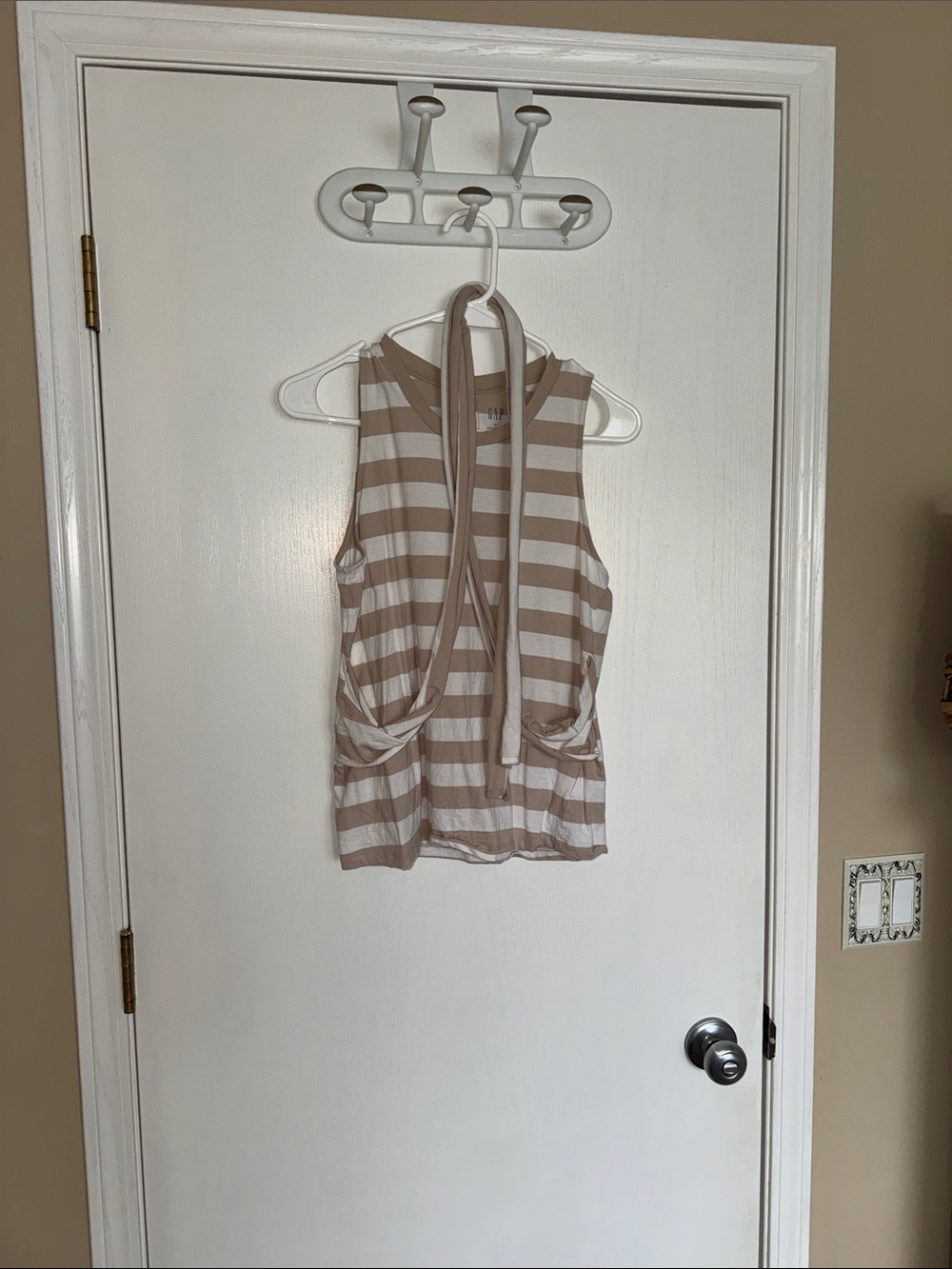 GAP wrap, tie around Sleeveless Striped Tank - Beige & White